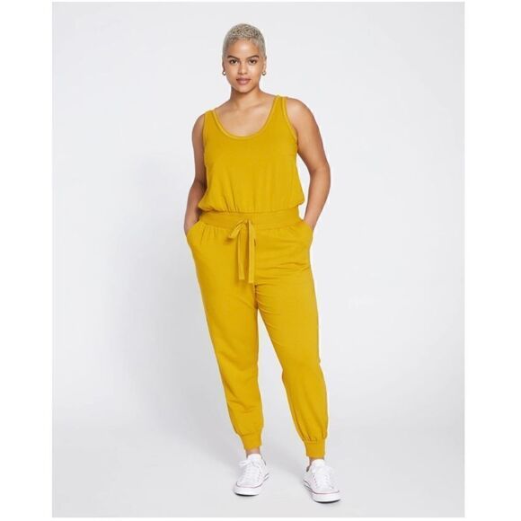 Universal Standard Women’s *Altered Superfine French Terry Jumpsuit in Mustard Y - Picture 1 of 16